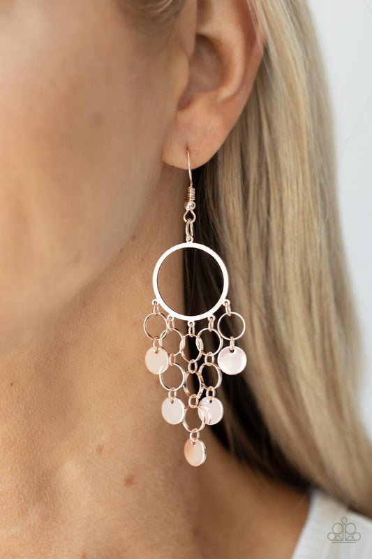 Cyber Chime Paparazzi Accessories Earrings -Rose Gold