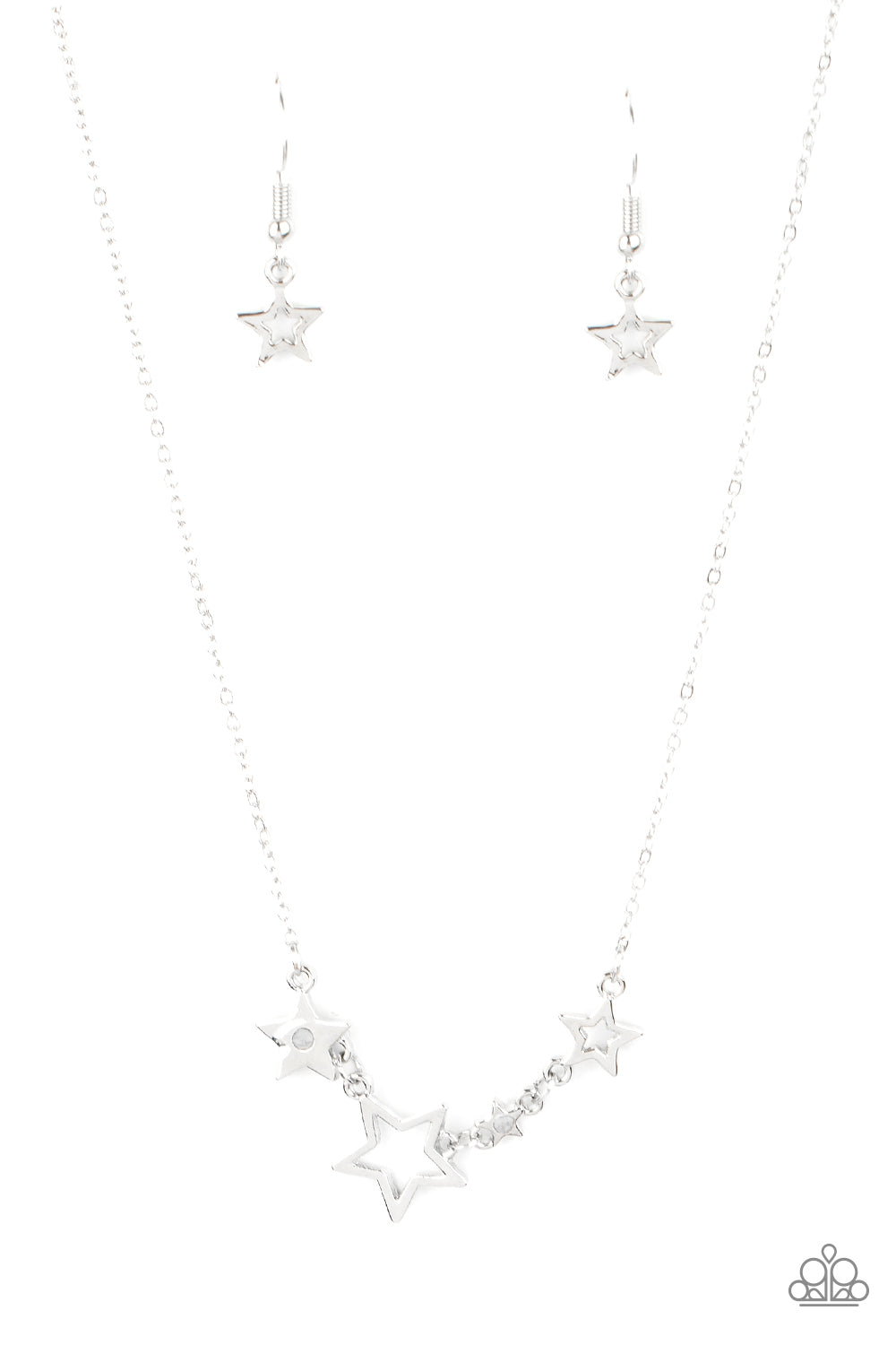 Proudly Patriotic Paparazzi Accessories Necklace with Earrings White