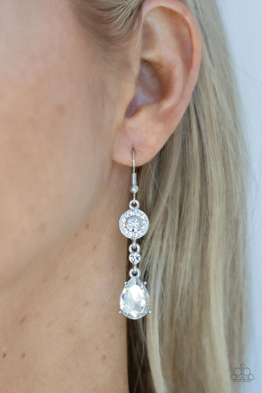 Graceful Glimmer Paparazzi Accessories Earrings White