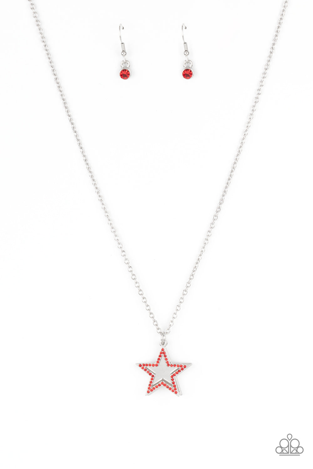 American Anthem Paparazzi Accessories Necklace with Earrings -Red