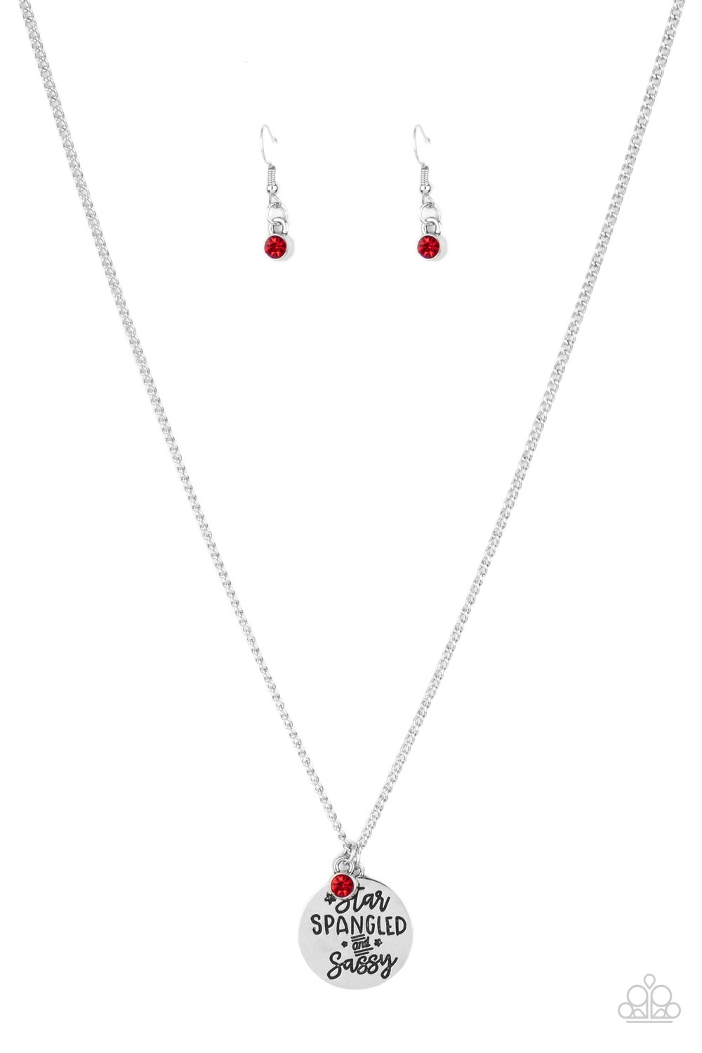 Star-Spangled Sass Paparazzi Accessories Necklace with Earrings Red