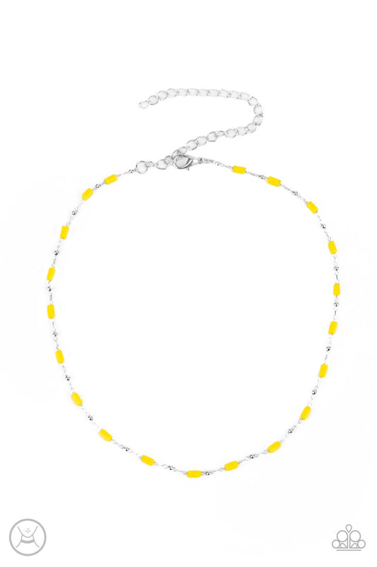 Urban Expo Paparazzi Accessories Choker Necklace with Earrings -- Yellow