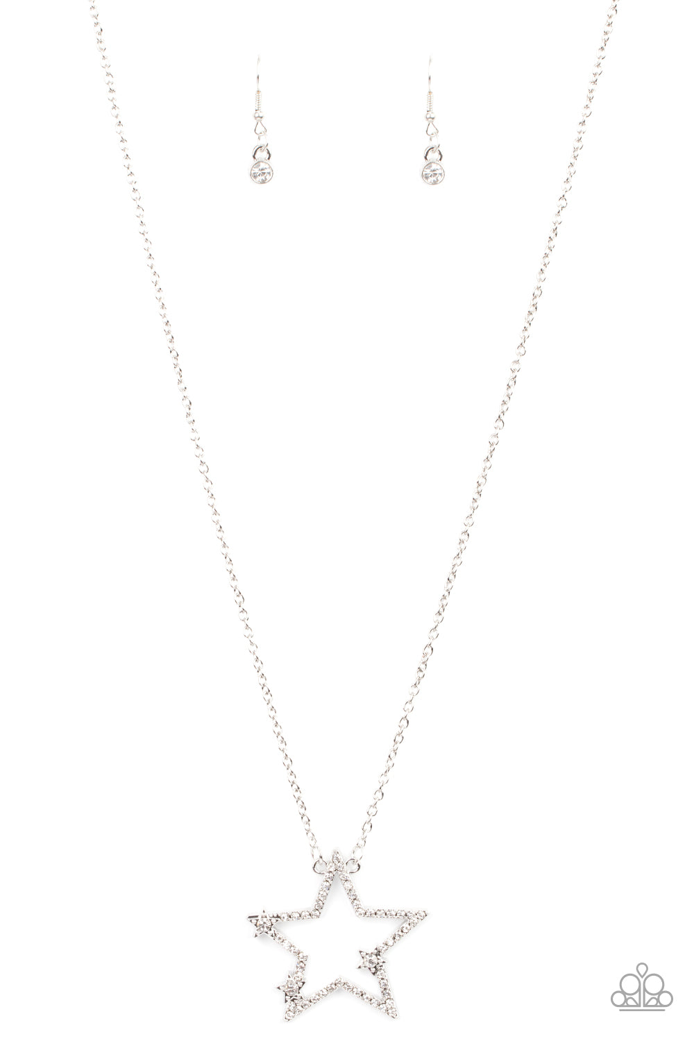I Pledge Allegiance to the Sparkle Paparazzi Accessories Necklace with Earrings -White