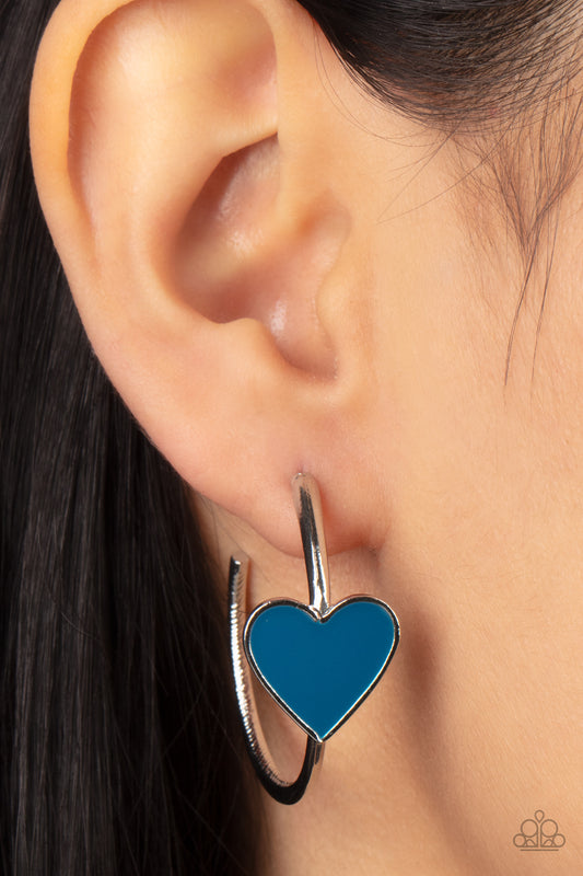 Kiss Up Paparazzi Accessories Hoop Earrings  Blue