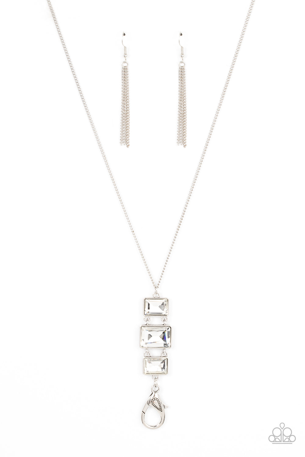 Uptown Totem Paparazzi Accessories Necklace with Earrings White