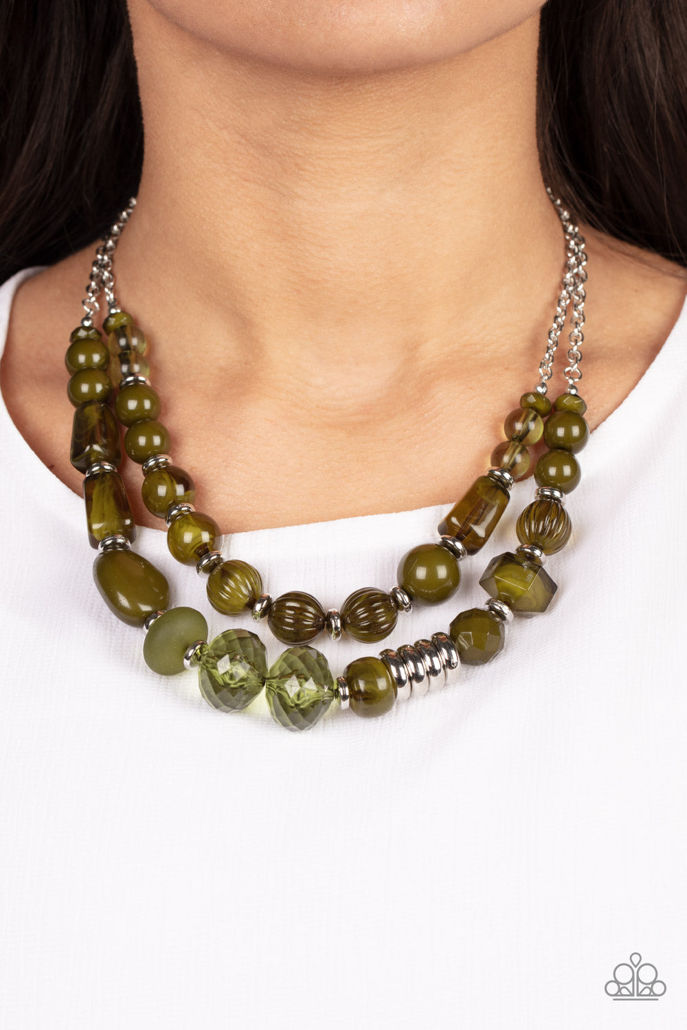 Pina Colada Paradise Paparazzi Accessories Necklace with Earrings Green