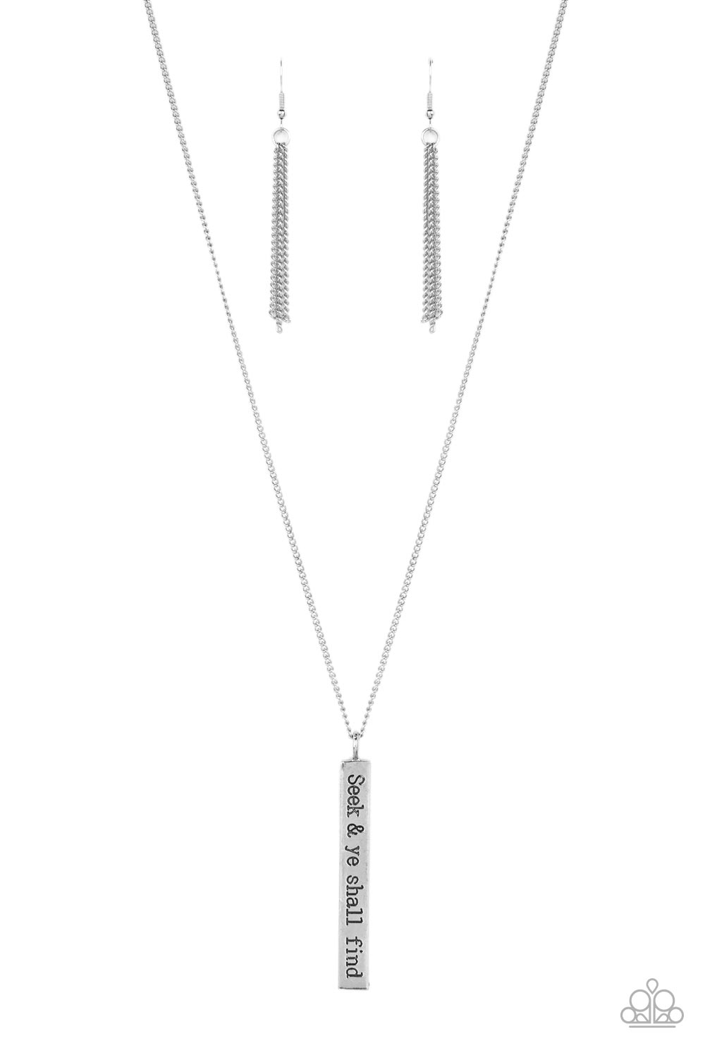 Matt 7:7 Paparazzi Accessories Necklace with Earrings  Silver