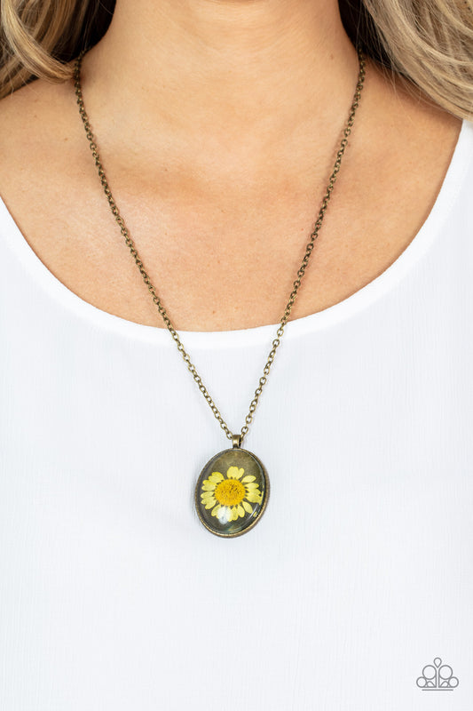 Prairie Passion Paparazzi Accessories Necklace with Earrings Yellow