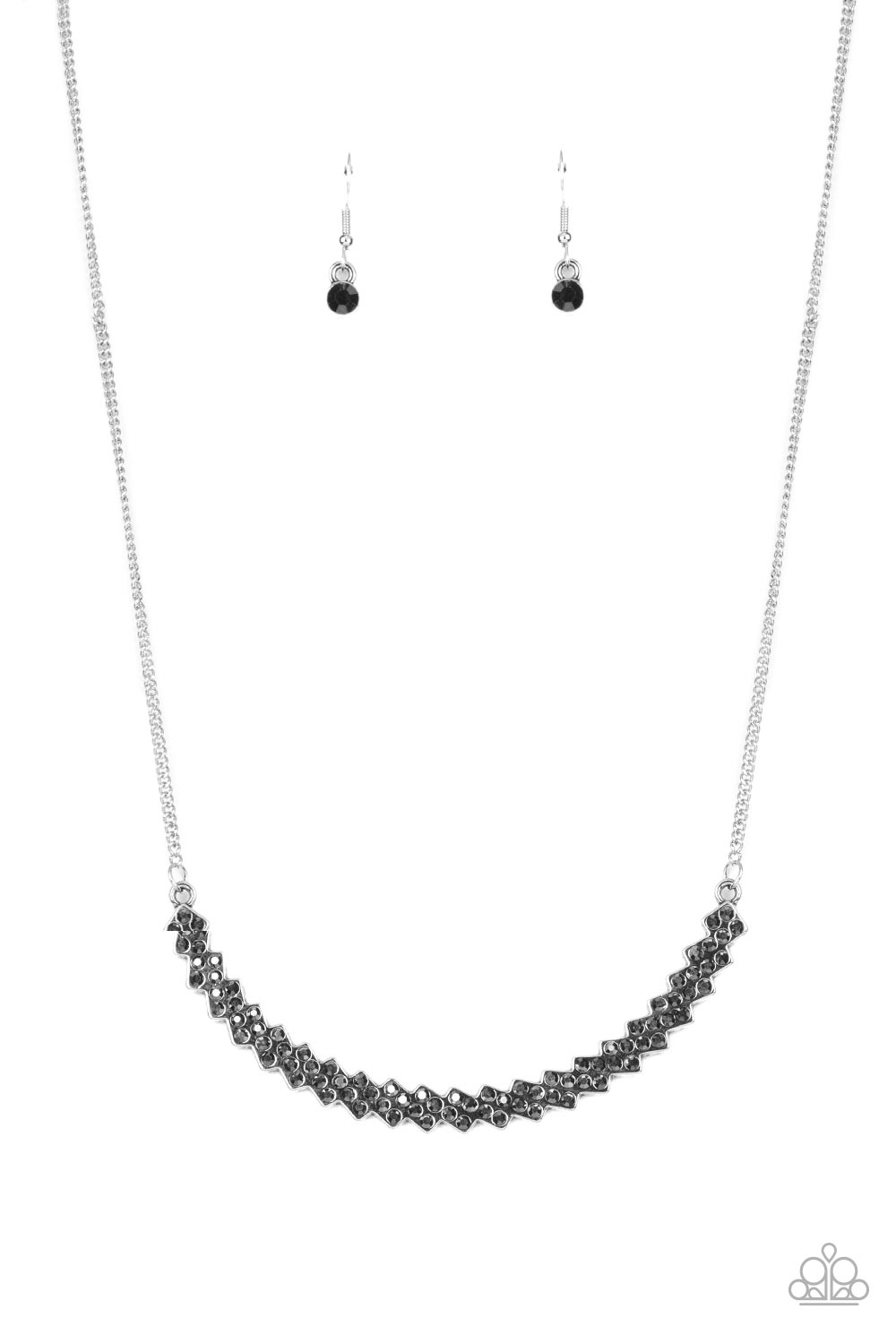 Dicey Demure Paparazzi Accessories Necklace with Earrings - Silver