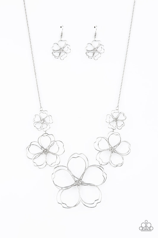 The Show Must GROW On Paparazzi Accessories Necklace with Earrings Silver