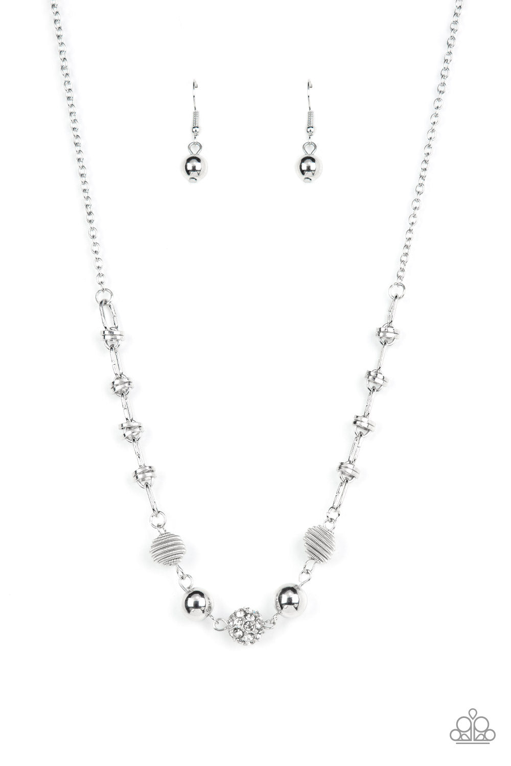 Taunting Twinkle Paparazzi Accessories Necklace with Earrings - White