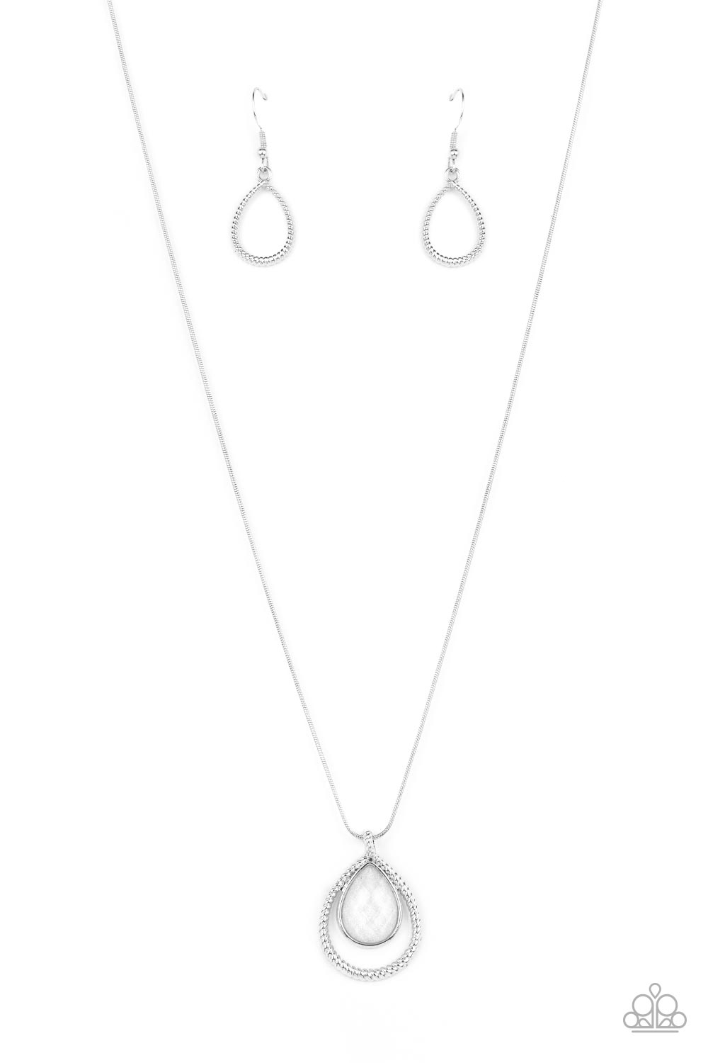 Gorgeously Glimmering Paparazzi Accessories Necklace with Earrings - White