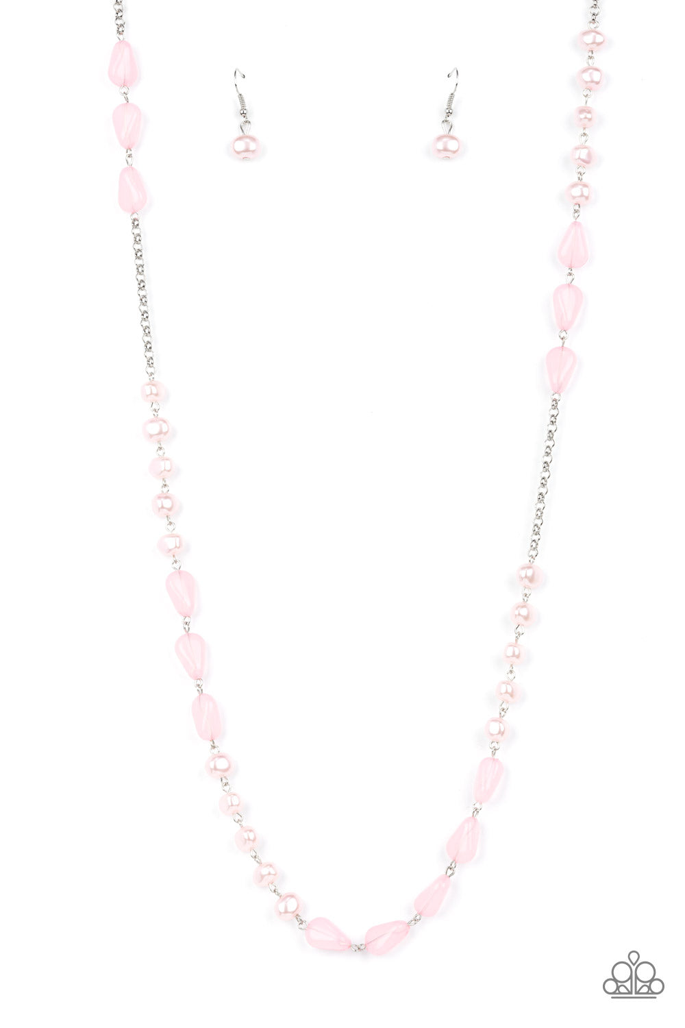 Shoreline Shimmer Paparazzi Accessories Necklace with Earrings Pink