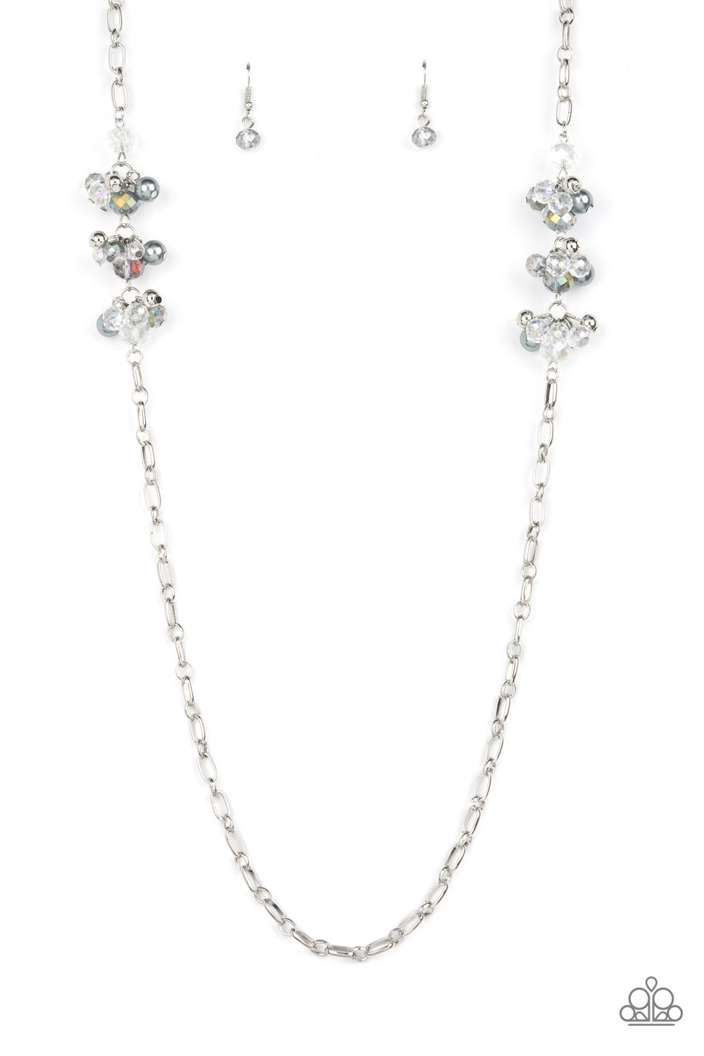 Poshly Parisian Paparazzi Accessories Necklace with Earrings Silver