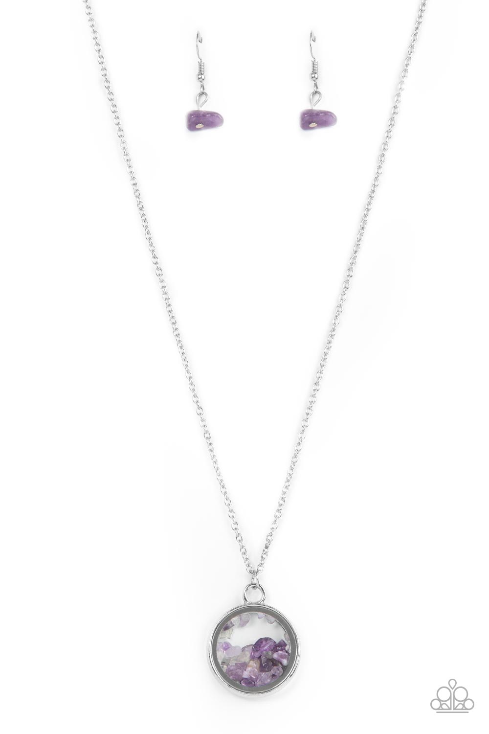 Gemstone Guru Paparazzi Accessories Necklace with Earrings Purple