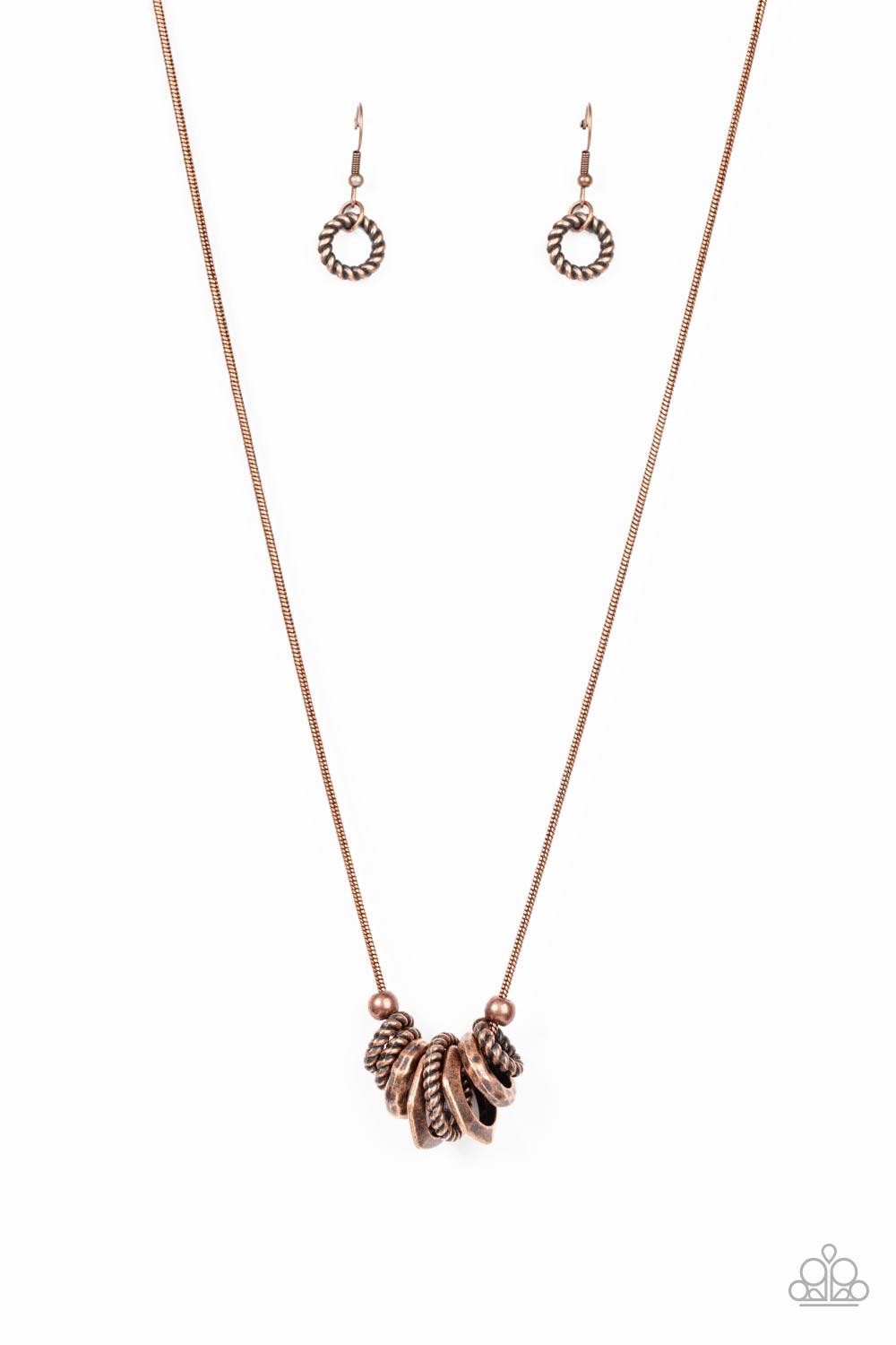 Mechanical Mischief Paparazzi Accessories Necklace with Earrings Copper