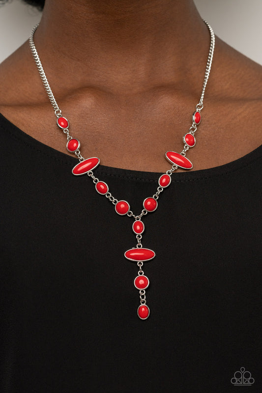 Authentically Adventurous Paparazzi Accessories Necklace with Earrings Red