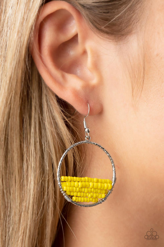 Head-Over-Horizons Paparazzi Accessories Earrings Yellow