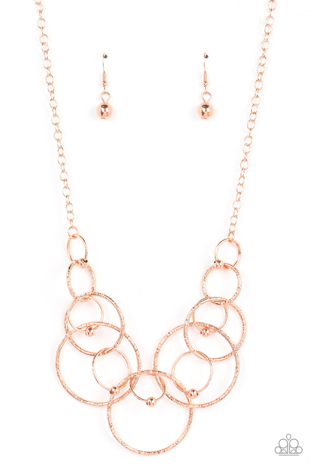 Encircled in Elegance Paparazzi Accessories Necklace with Earrings Copper