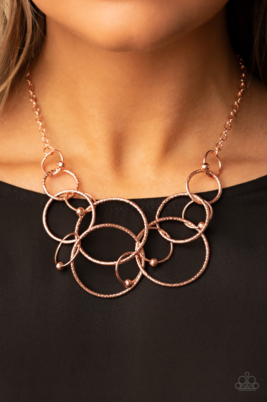 Encircled in Elegance Paparazzi Accessories Necklace with Earrings Copper