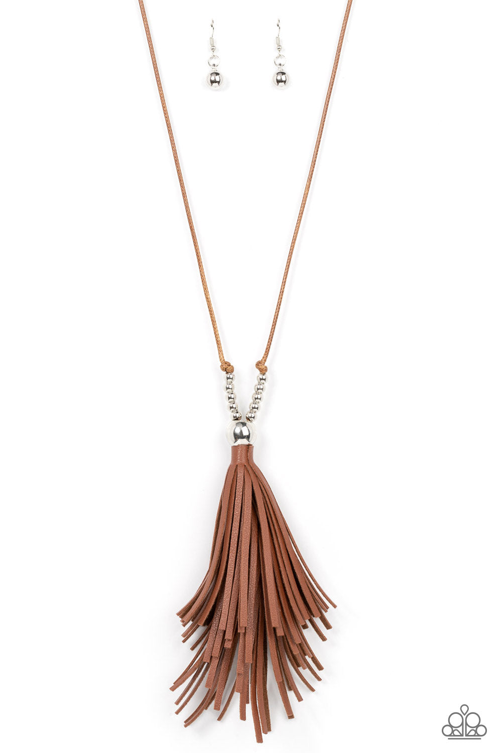 A Clean Sweep Paparazzi Accessories Necklace with Earrings Brown
