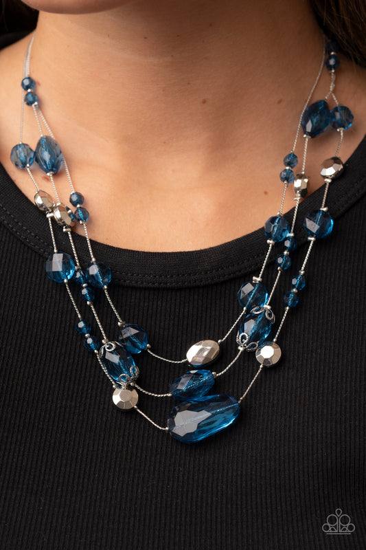 Prismatic Pose Paparazzi Accessories Necklace with Earrings Blue
