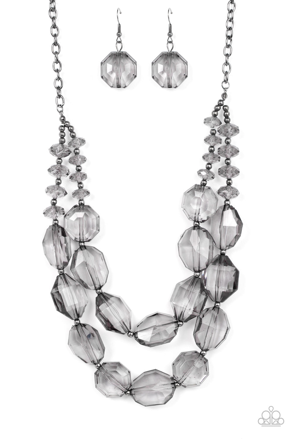 Icy Illumination Paparazzi Accessories Necklace with Earrings Black