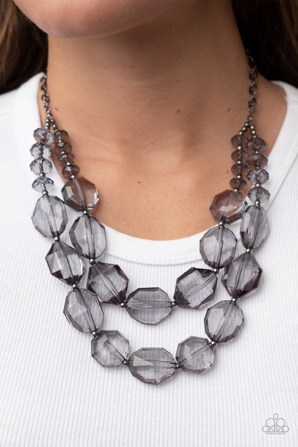 Icy Illumination Paparazzi Accessories Necklace with Earrings Black