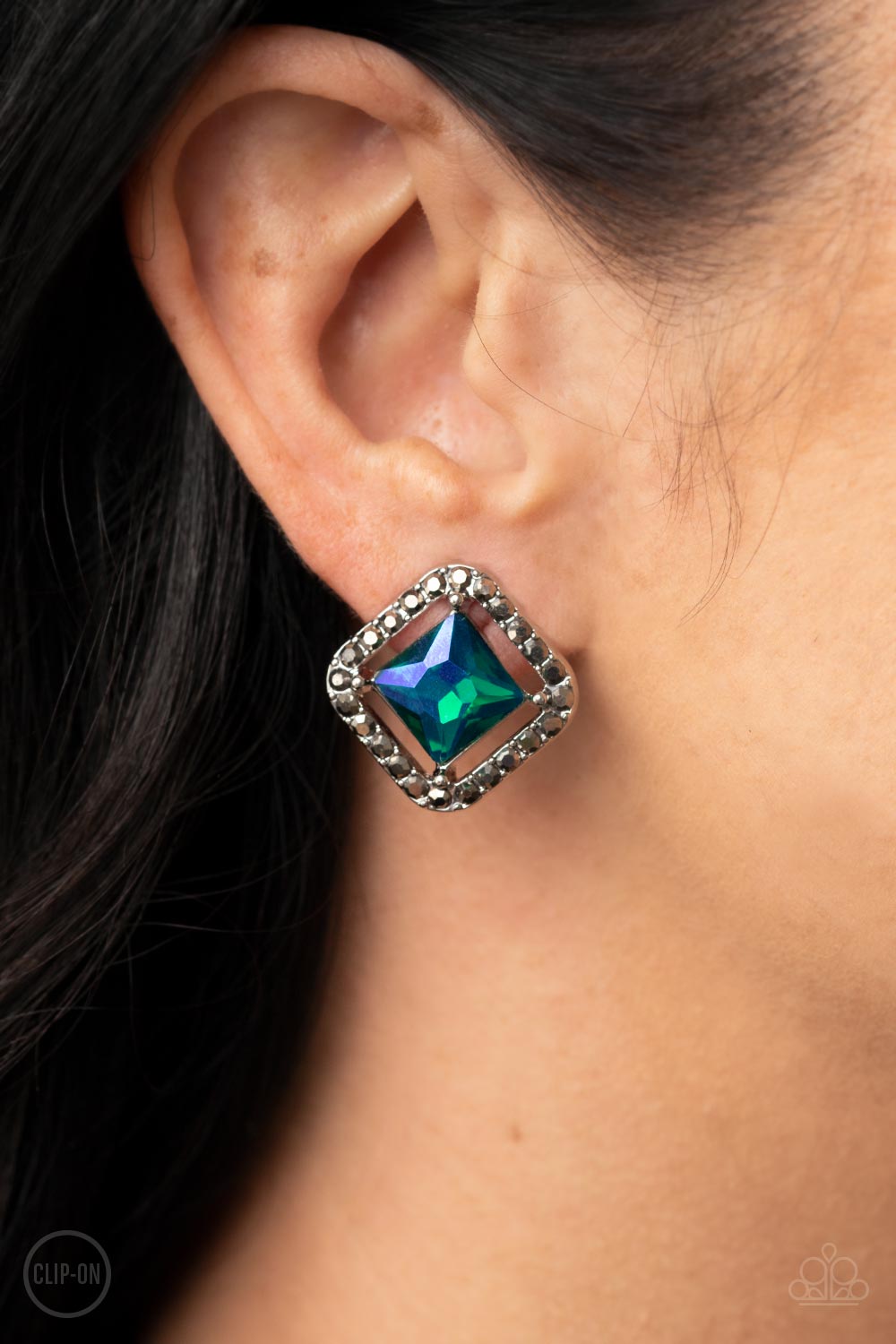 Cosmic Catwalk Paparazzi Accessories Clip On Earrings Green