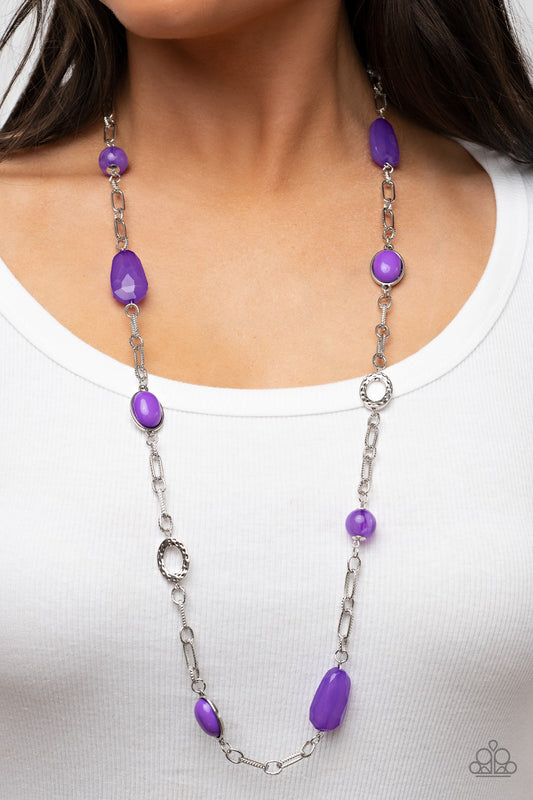 Barcelona Bash Paparazzi Accessories Necklace with Earrings Purple
