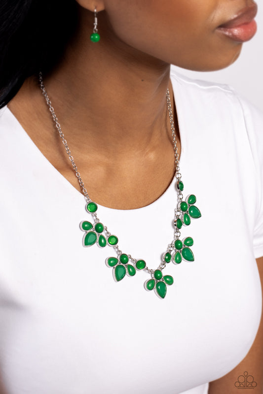 FROND-Runner Fashion Paparazzi Accessories Necklace with Earrings Green