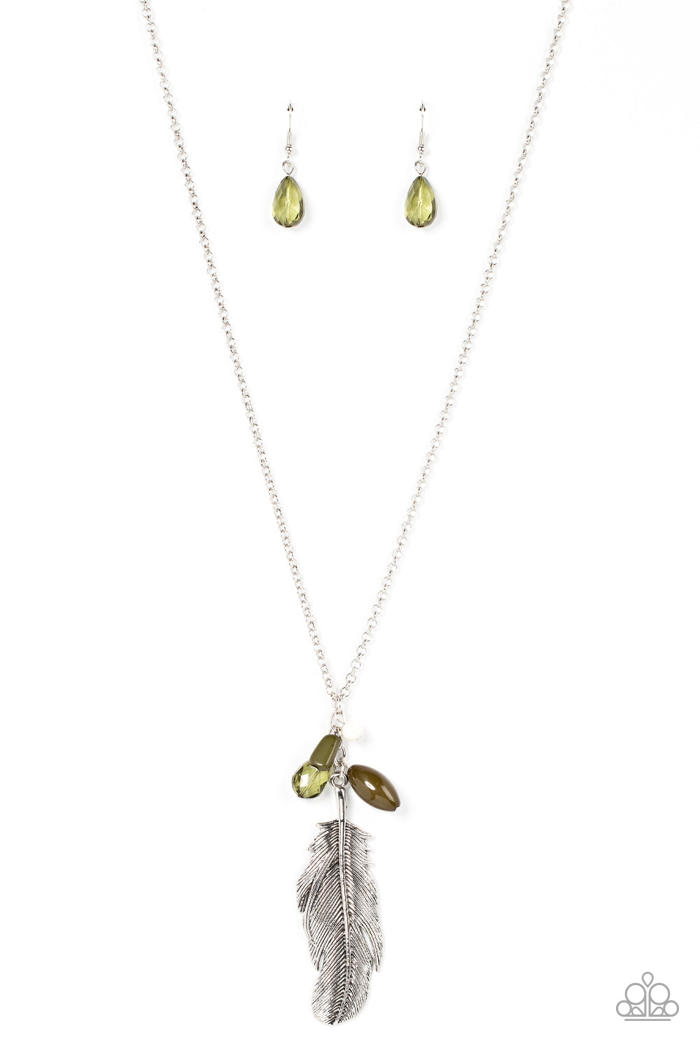 Off the FLOCK Paparazzi Accessories Necklace with Earrings Green