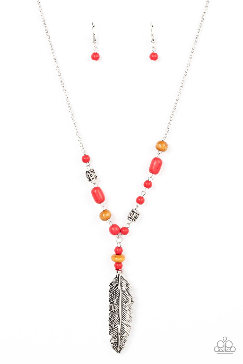 Watch Me Fly Paparazzi Accessories Necklace with Earrings - Red