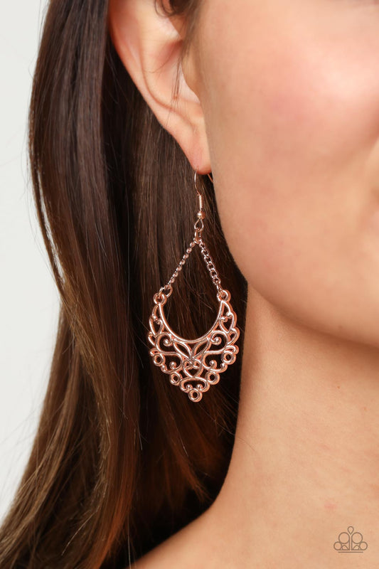 Sentimental Setting Paparazzi Accessories Earrings Rose Gold