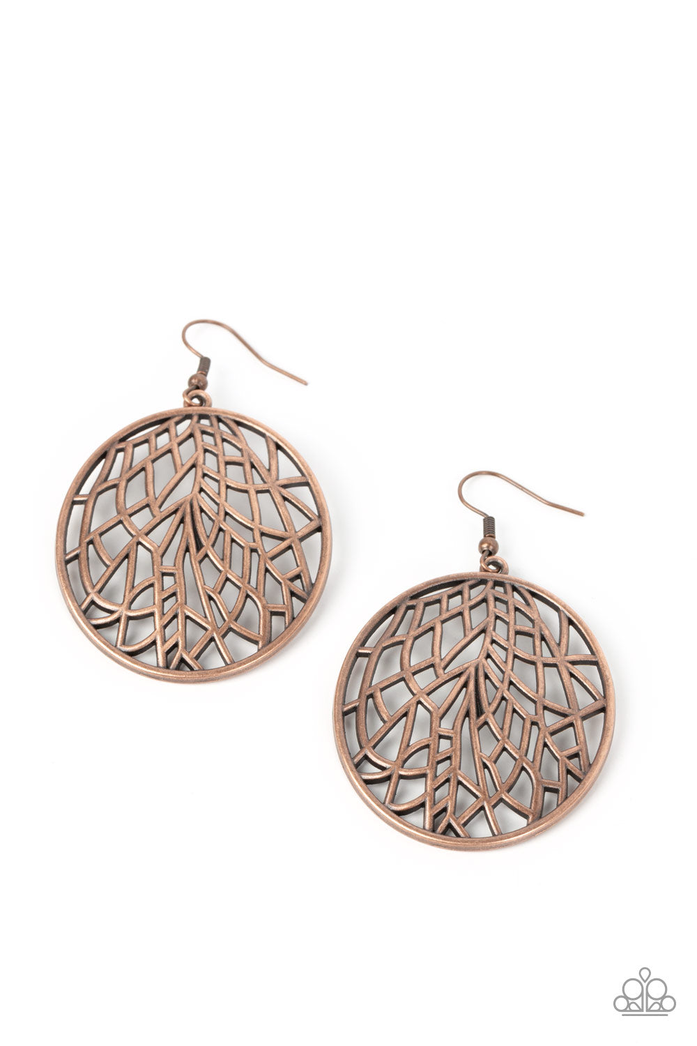 Fractured Foliage Paparazzi Accessories Earrings Copper