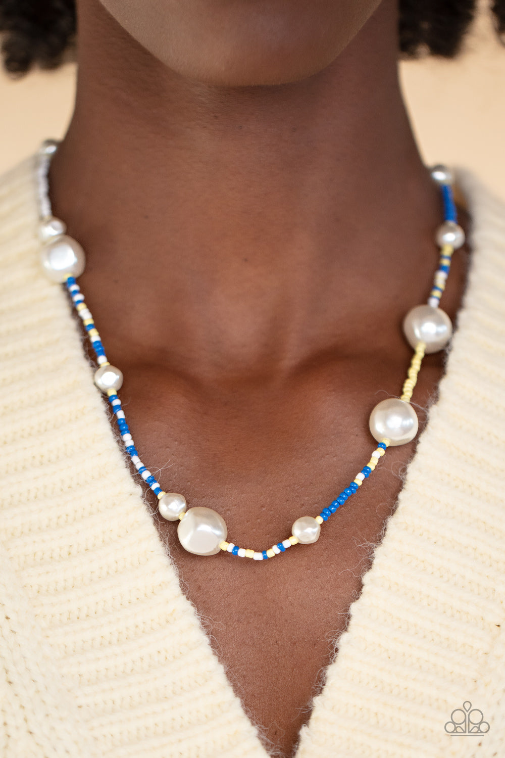 Modern Marina Paparazzi Accessories Necklace with Earrings Blue