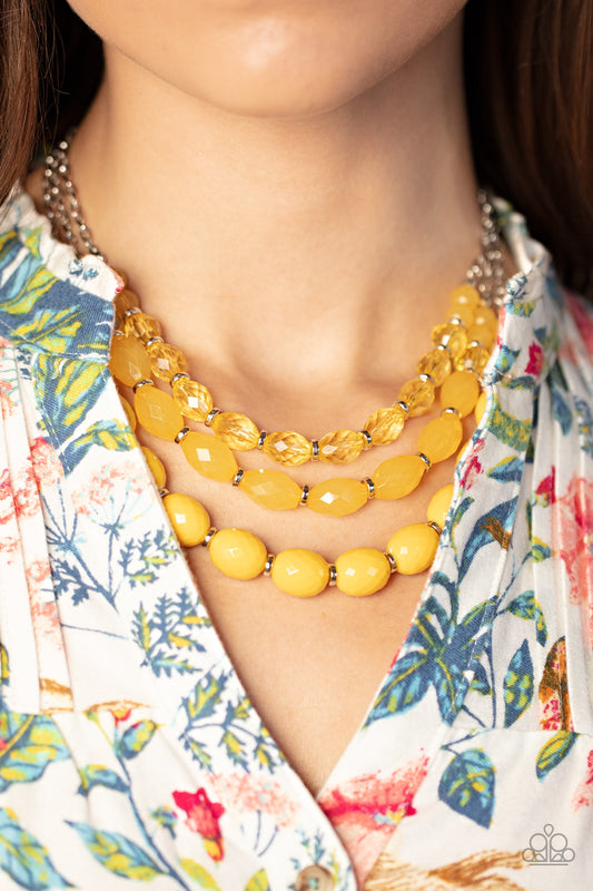 Tropical Hideaway Paparazzi Accessories Necklace with Earrings Yellow