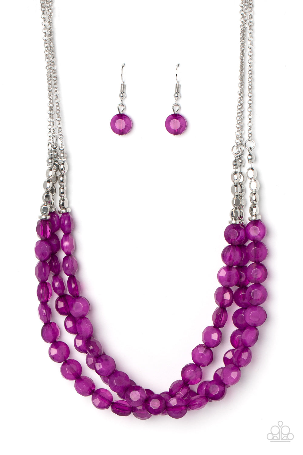 Pacific Picnic Paparazzi Accessories Necklace with Earrings Purple