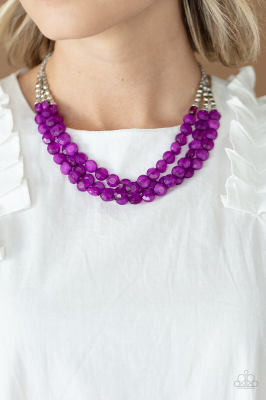 Pacific Picnic Paparazzi Accessories Necklace with Earrings Purple