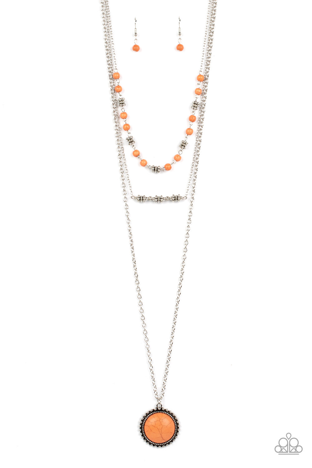 Sahara Symphony Paparazzi Accessories Necklace with Earrings Orange