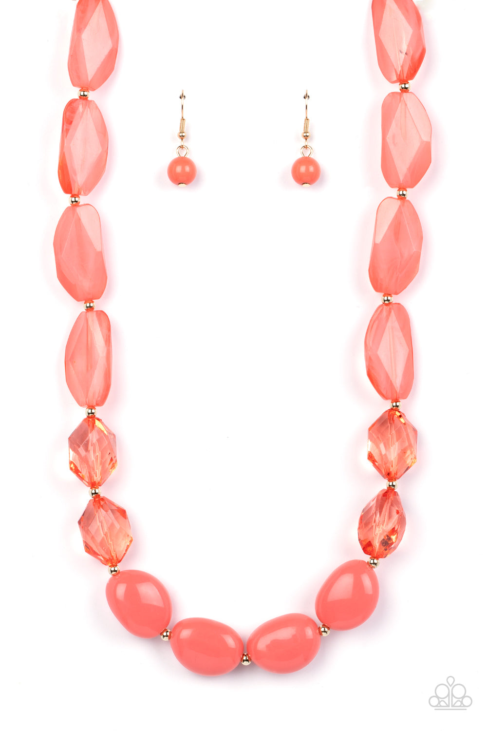 Private Paradise Paparazzi Accessories Necklace with Earrings Orange