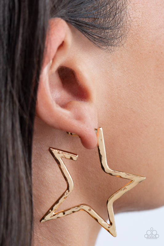 All-Star Attitude Paparazzi Accessories Hoop Earrings Gold