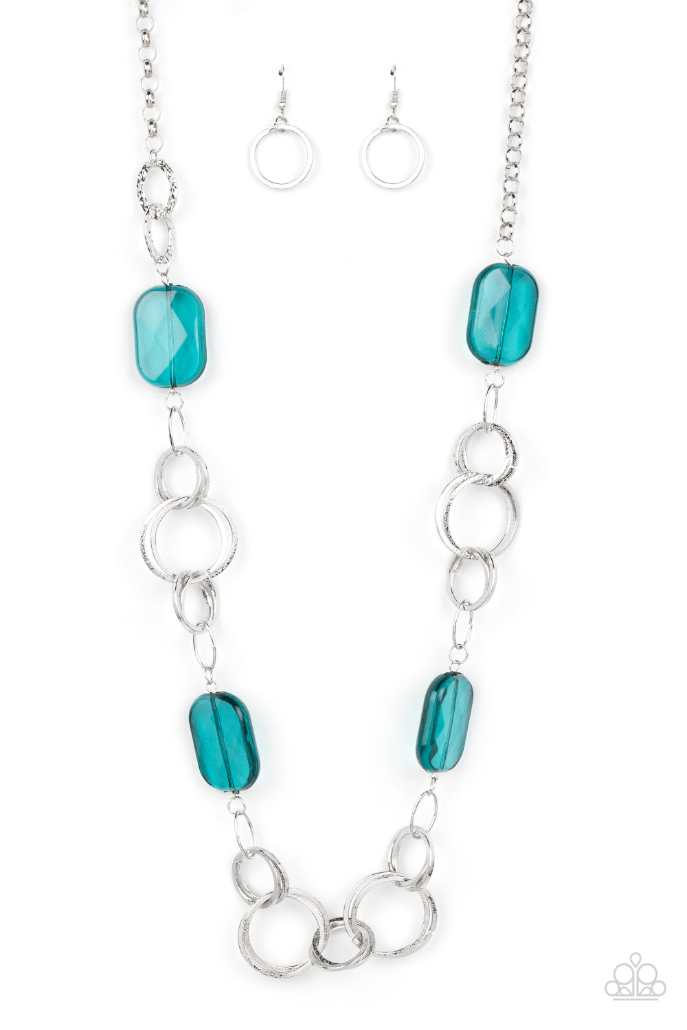 Stained Glass Glamour Paparazzi Accessories Necklace with Earrings - Blue