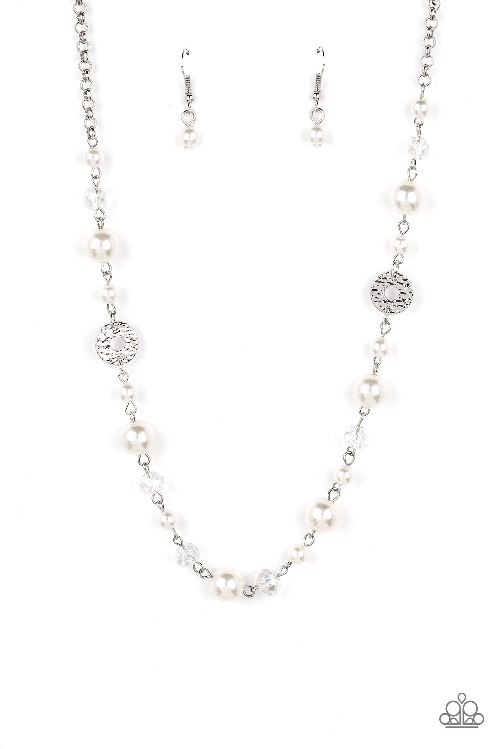 Traditional Transcendence Paparazzi Accessories Necklace with Earrings - White