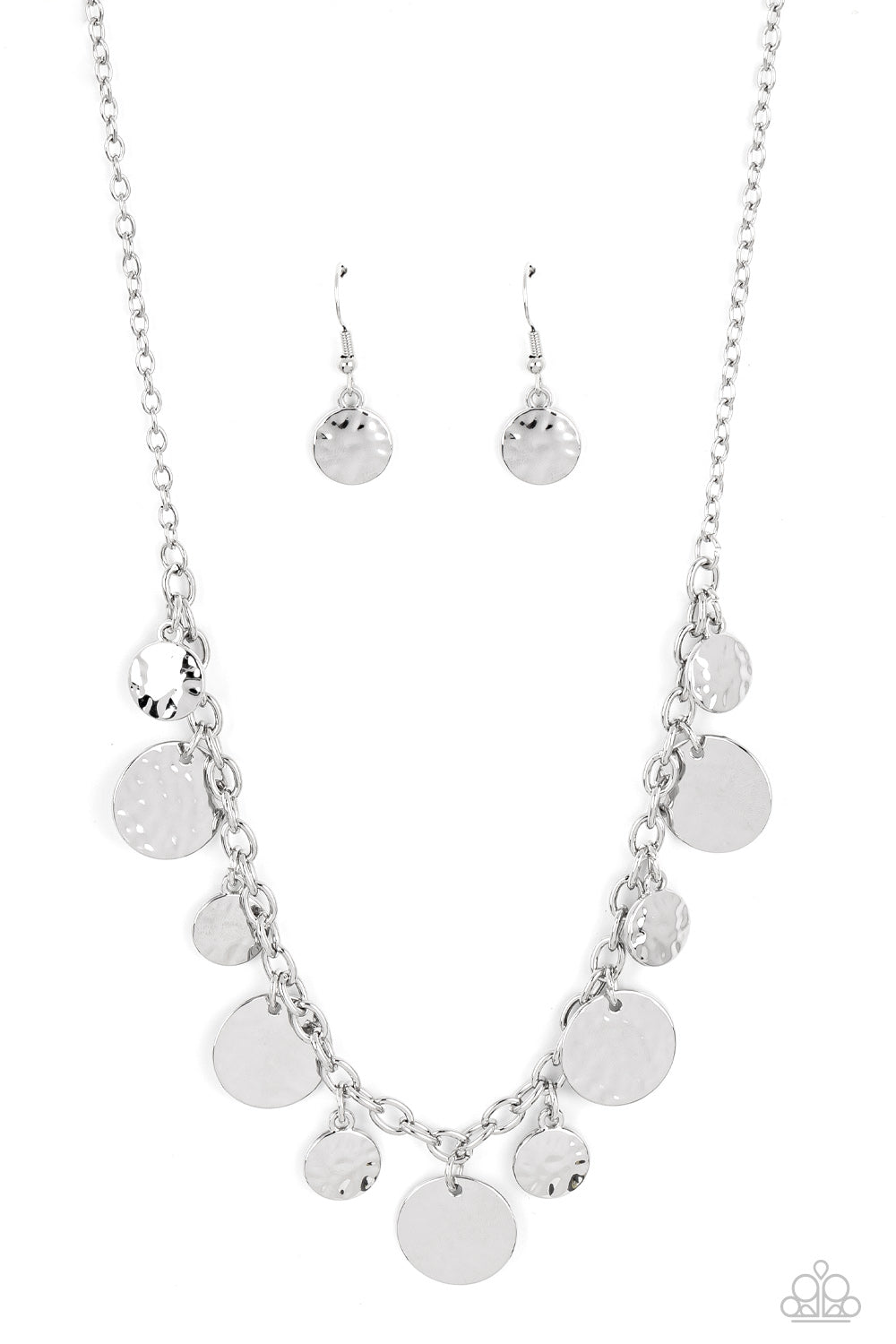Model Medallions Paparazzi Accessories Necklace with Earrings Silver