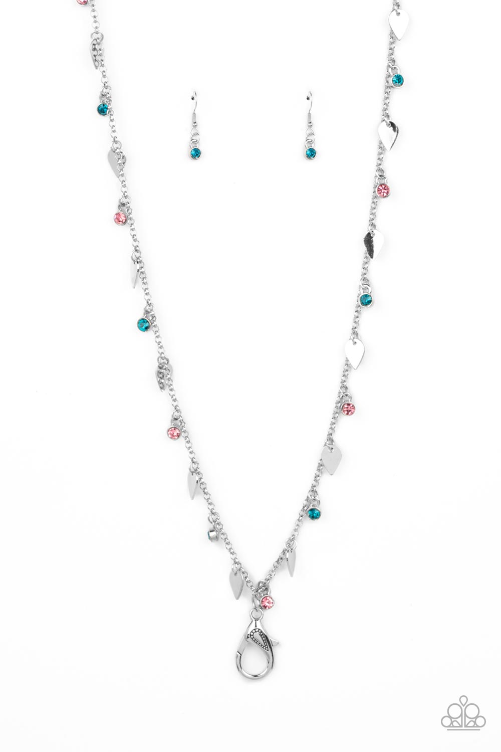 Sharp-Edged Shimmer Paparazzi Accessories Lanyard with Earrings Multi