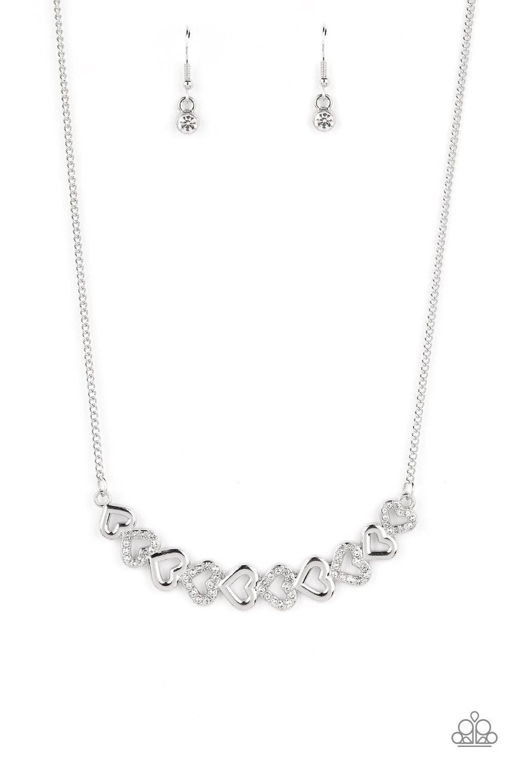 Sparkly Suitor Paparazzi Accessories Necklace with Earrings - White