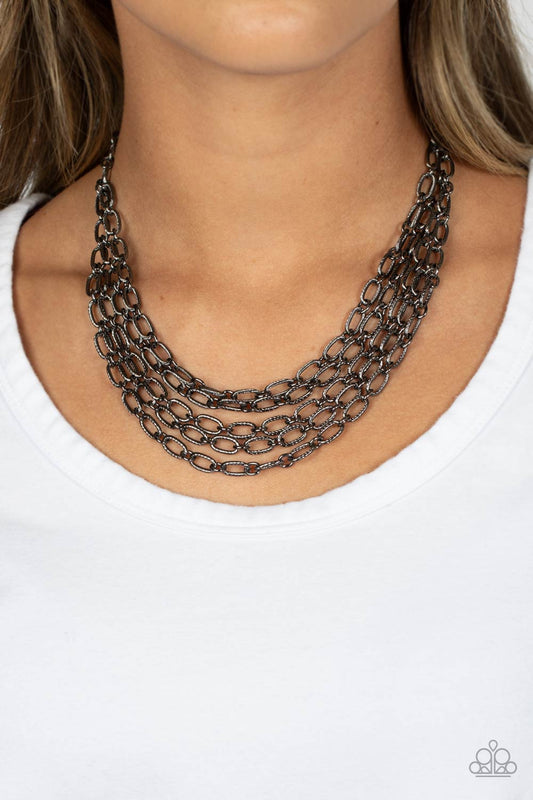 House of CHAIN Paparazzi Accessories Necklace with Earrings Black