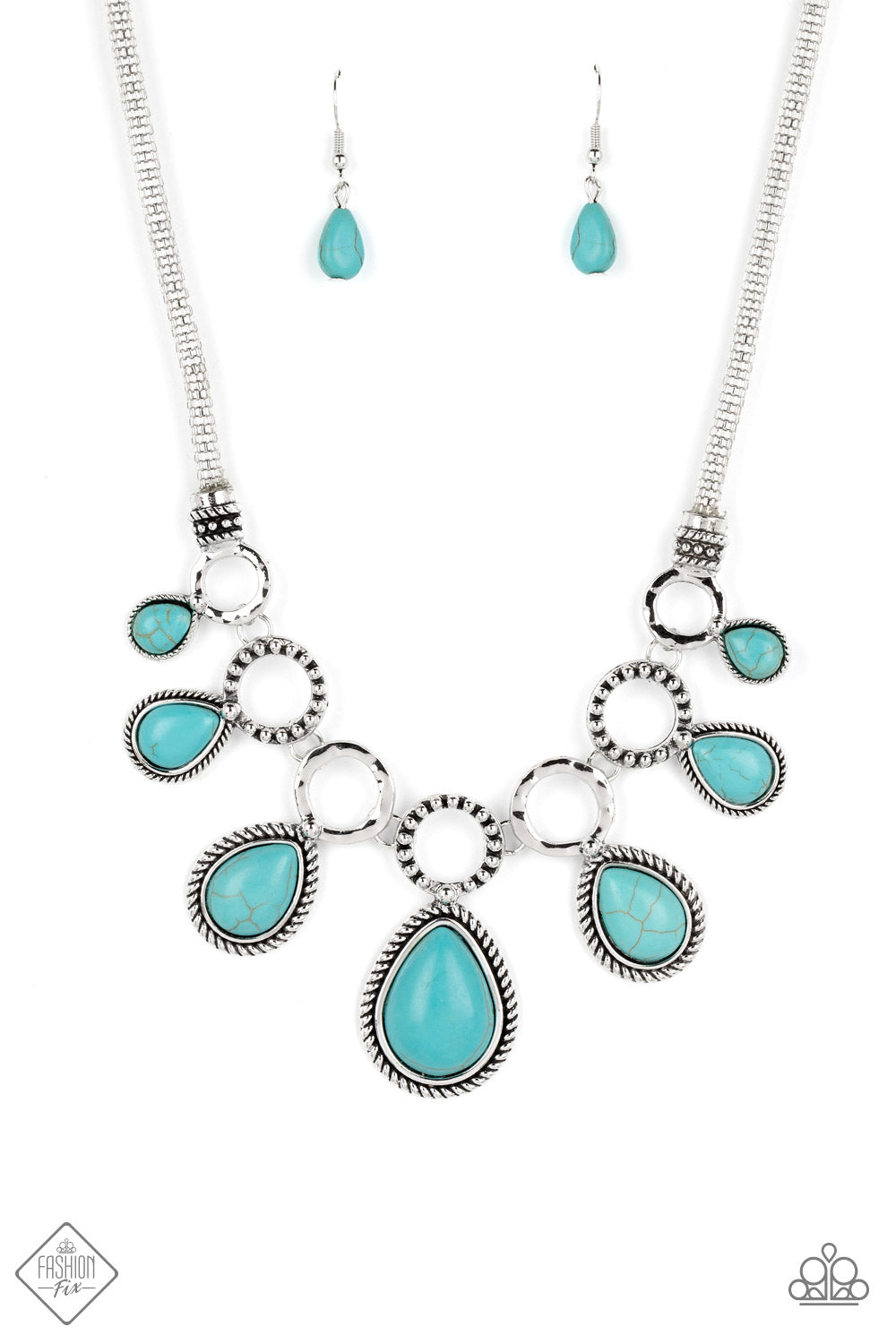 Riverside Relic Paparazzi Accessories Necklace with Earrings Blue
