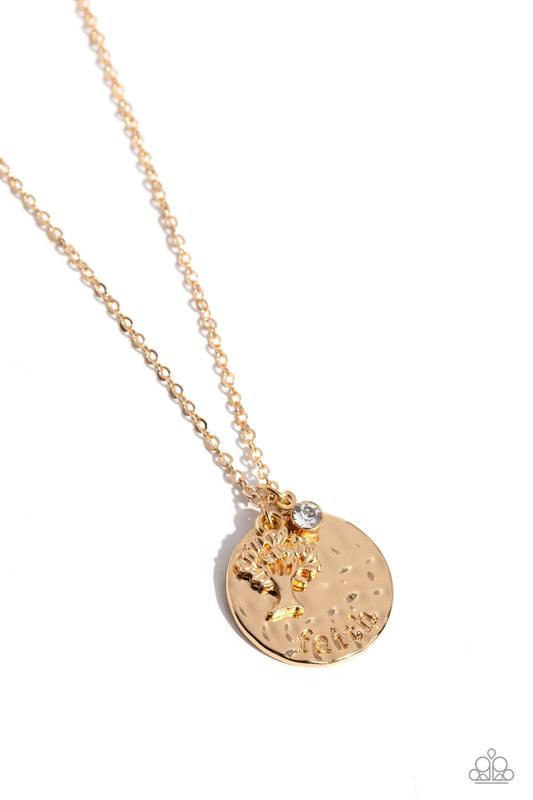 Flourishing Faith Paparazzi Accessories Necklace with Earrings Gold